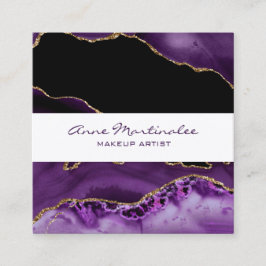Gold Glitter Purple Agate Square Business Card スクエア名刺