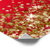 Gold Glitter Red Bridal Shower Welcome ポスター (角)