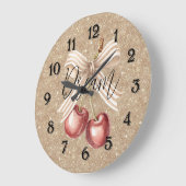 Gold Glitter Red Cherries ラージ壁時計 (傾斜)