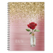 Gold Glitter Red Rose ノートブック (正面)