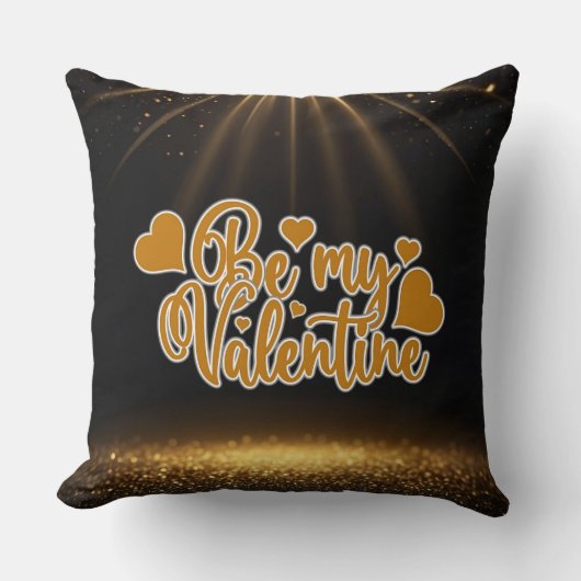 Gold Glitter Romantic Quote Valentine’s Day Gift クッション (正面)