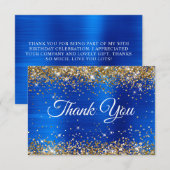 Gold Glitter Royal Blue Foil 50th Birthday サンキューカード (正面/裏面)
