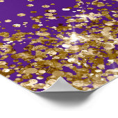 Gold Glitter Royal Purple Bridal Shower Welcome ポスター (角)