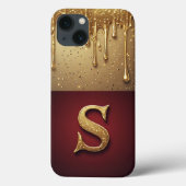 💎 Gold Glitter S Monogram With Dripping Custom Case-Mate iPhoneケース (裏面)