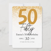 Gold glitter script Mom 50th birthday invitation シーズンカード (正面)