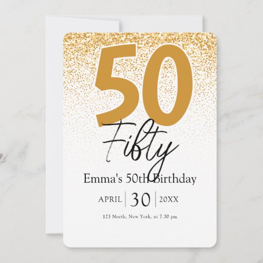 Gold glitter script Mom 50th birthday invitation シーズンカード (正面)