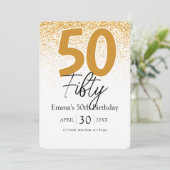 Gold glitter script Mom 50th birthday invitation シーズンカード (スタンド正面)
