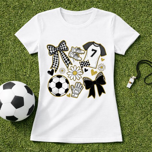 Gold Glitter Soccer Game Day Girly Style Tシャツ