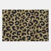Gold glitter sparkle &black leopard print pattern ラッピングペーパーシート (正面3)