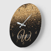 Gold Glitter Sparkle Elegant Luxury Texture        ラージ壁時計 (傾斜)