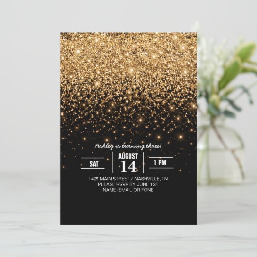 Gold Glitter Sparkle Elegant Luxury Texture        招待状 (スタンド正面)