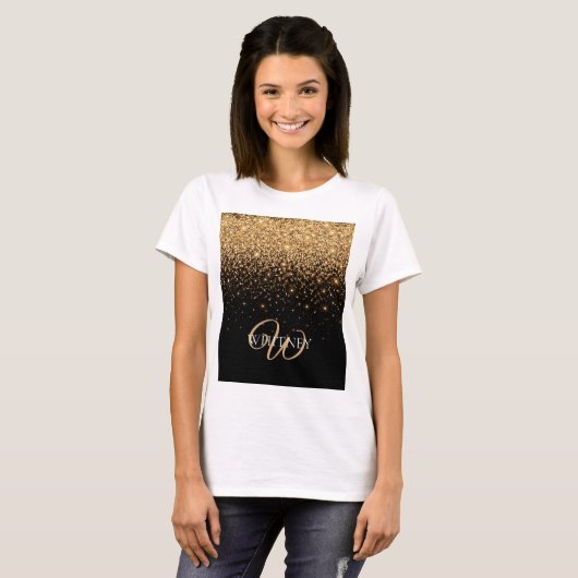 Gold Glitter Sparkle Elegant Luxury Texture Tシャツ (正面フル)
