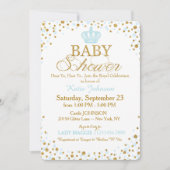 Gold Glitter Sprinkle王子のベビーシャワー 招待状 (正面)