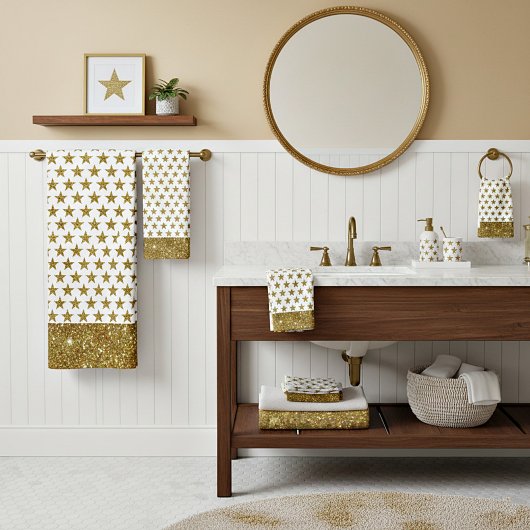 Gold glitter stars  bath towel set バスタオルセット