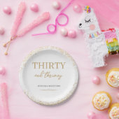 Gold Glitter Thirty & Thriving 30th Birthday ペーパープレート (パーティー)
