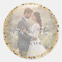 Gold Glitter Wedding Photo A&L Favor