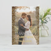 Gold Glitter Wedding Photo Thank You Card サンキューカード (スタンド正面)