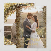 Gold Glitter Wedding Photo Thank You Card サンキューカード (正面/裏面)