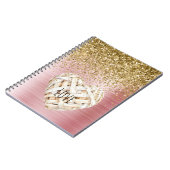 Gold Glitter White Heart ノートブック (左側)