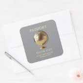 Gold Globe Passport Travel Baby Shower スクエアシール (封筒)