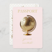 Gold Globe Passport Travel Display Shower エンクロージャーカード (正面/裏面)