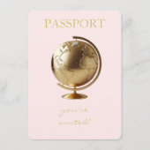 Gold Globe Passport Travel Display Shower エンクロージャーカード (正面)