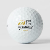 Gold Golf Cart - Bold E Initial Mark  ゴルフボール (正面)