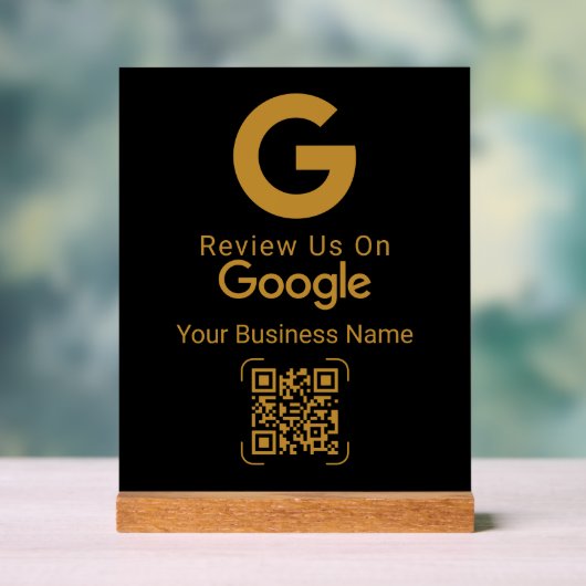 Gold Google Review QR Code Black アクリルサイン (ニュートラル)