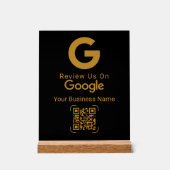Gold Google Review QR Code Black アクリルサイン (正面)