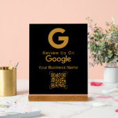 Gold Google Review QR Code Black アクリルサイン (ウェディング)