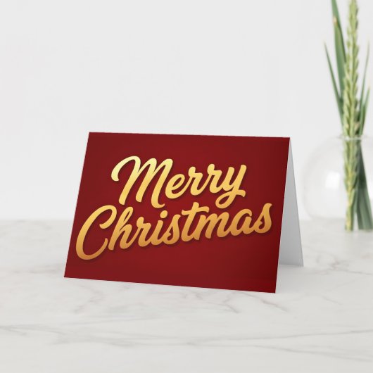Gold Gradient Retro Script Merry Christmas シーズンカード (正面)