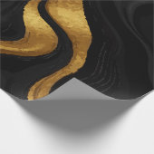 Gold Gradient Swirls on Black Pattern – Luxury ラッピングペーパー (角)