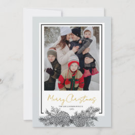 Gold Gray Black Modern Elegant Photo Christmas シーズンカード
