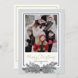 Gold Gray Black Modern Elegant Photo Christmas シーズンカード