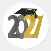 Gold Gray Class of 2027 Graduation ラウンドシール (正面)