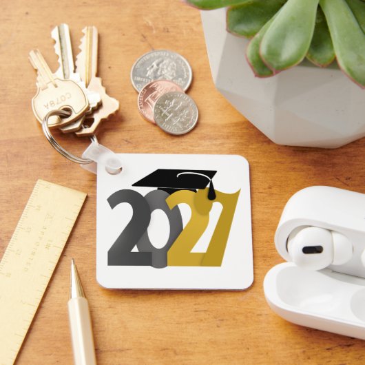Gold Gray Class of 2027 Photo Graduation キーホルダー (デスク)
