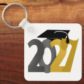 Gold Gray Class of 2027 Photo Graduation キーホルダー (正面)