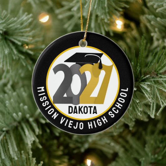 Gold Gray Class of 2027 Photo Graduation セラミックオーナメント (ツリー)