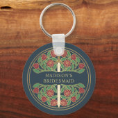 Gold Gray Floral Bridesmaid Royal Wedding Gift キーホルダー (正面)