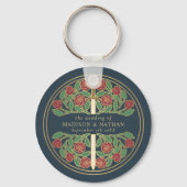 Gold Gray Floral Bridesmaid Royal Wedding Gift キーホルダー (裏面)