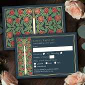 Gold Gray Medieval Floral Sword Wedding RSVP