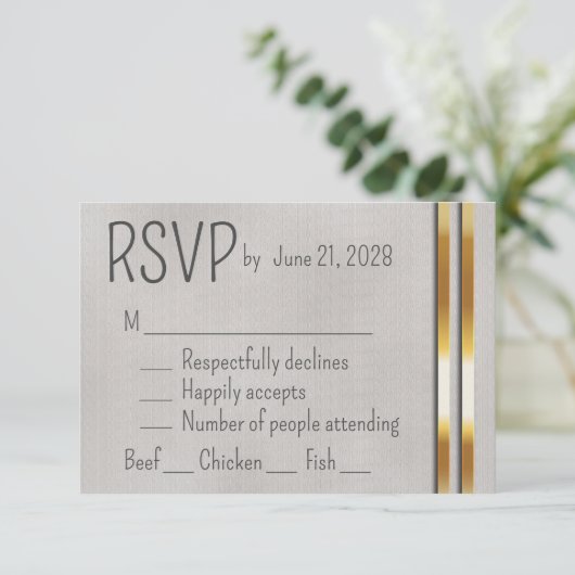 Gold & Gray Wedding RSVP (スタンド正面)