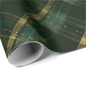 Gold Green Christmas Plaid  ラッピングペーパー (ロールコーナー)