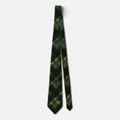 Gold Green Christmas Plaid Monogram Neck Tie ネクタイ (正面)