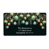 Gold Green Christmas Tree Ornaments ラベル (正面)