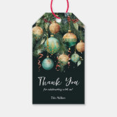 Gold Green Christmas Tree Ornaments Favor ギフトタグ (正面)
