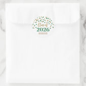 Gold Green Confetti Graduation 2026 ラウンドシール (バッグ)