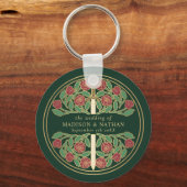 Gold Green Floral Bridesmaid Royal Wedding Gift キーホルダー (裏面)