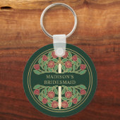 Gold Green Floral Bridesmaid Royal Wedding Gift キーホルダー (正面)