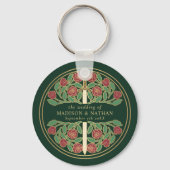 Gold Green Floral Bridesmaid Royal Wedding Gift キーホルダー (裏面)